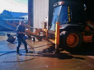 backhoe cleaning